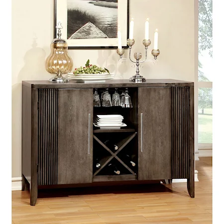 Transitional Server with Wine Bottle Storage
